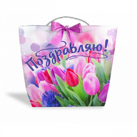 Пакет-сумка, размер L, цветы Чудо праздник 42x27x12