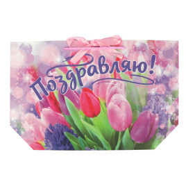Пакет-сумка, размер L, цветы Чудо праздник 42x27x12